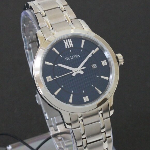 Bulova Classic Diamond Accent Ladies Watch Stainless Deep Blue Dial 32mm - Picture 5 of 14